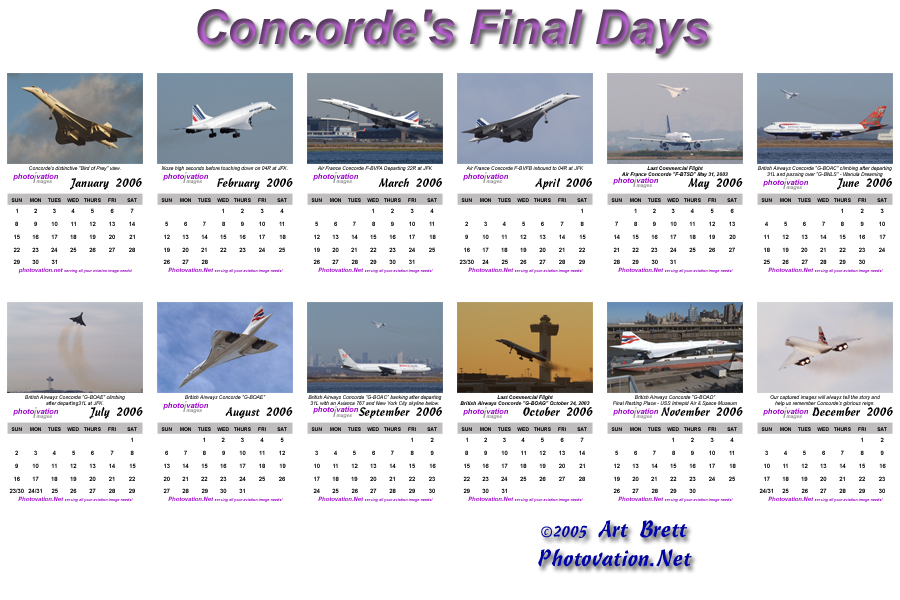 Photovation's Desktop Calendar Concorde's Final Days