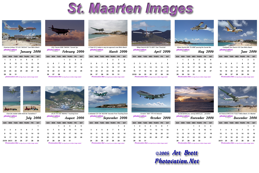 Photovation's Desktop Calendar St. Maarten Images